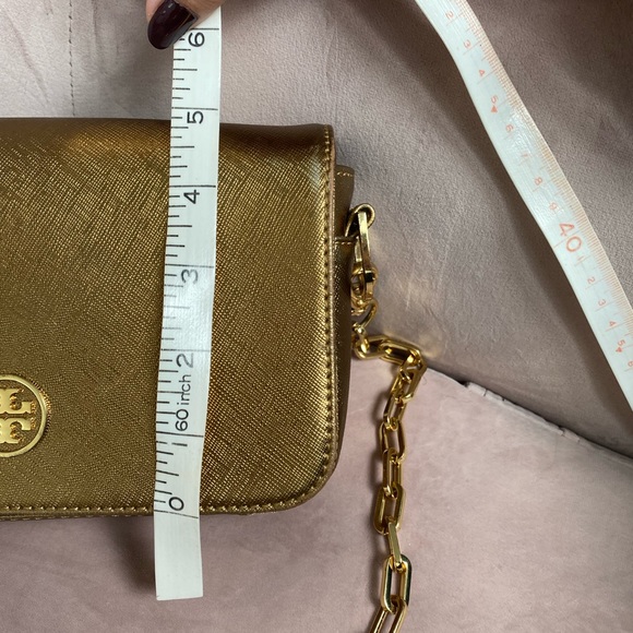 Tory Burch Saffiano Leather Gold Crossbody - Picture 10 of 14